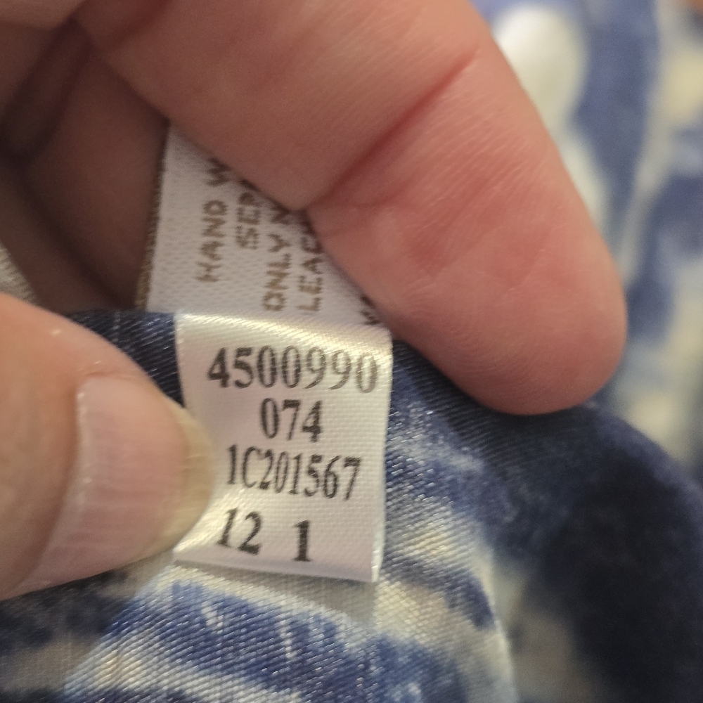 Chico's Shimmer Flyaway 3/4 Sleeve Cardigan Jacket Blue & White Size S - Picture 12 of 12